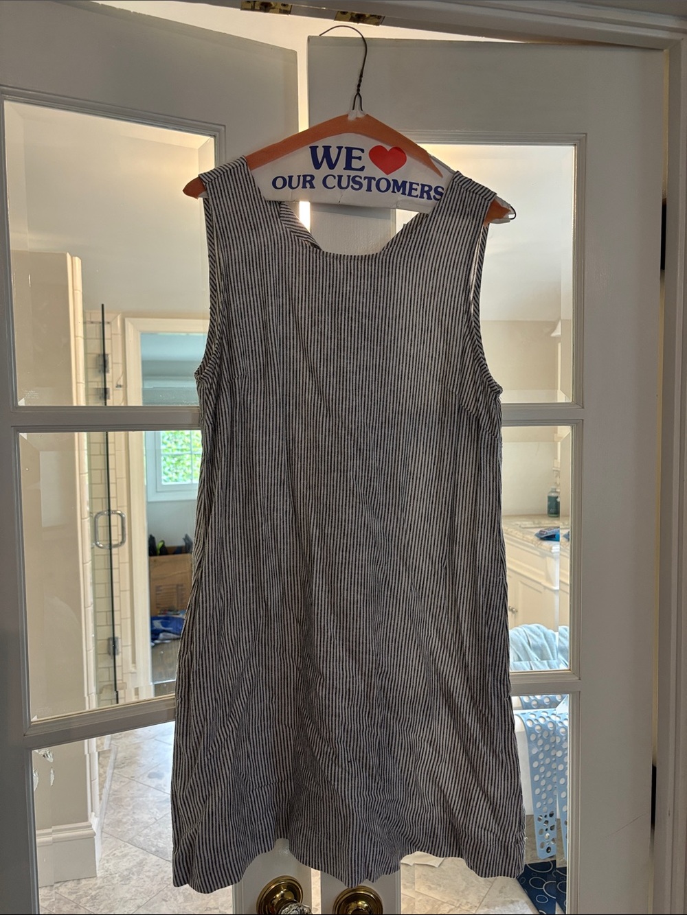 J Crew Linen Striped Sleeveless Sheath Dress